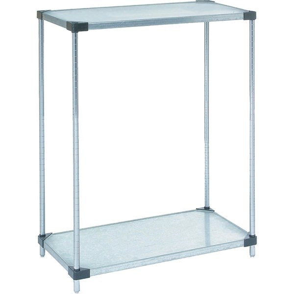 Nexel Galvanized Steel, 2 Tier, Solid Shelving Starter Unit, 48Wx18Dx34H 18483SZ2